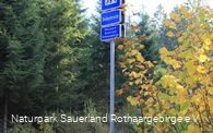 Das Verkehrszeichen als Hinweis auf den Wanderpark